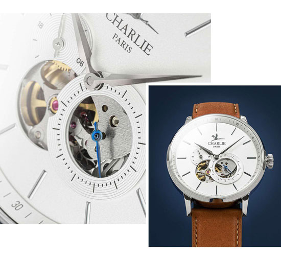 Montre Automatique Charlie Initial Coeur Ouvert Mecanisme