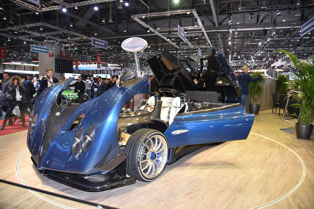 geneva, switzerland, march 06 2018: pagani zonda hp barchetta at gims