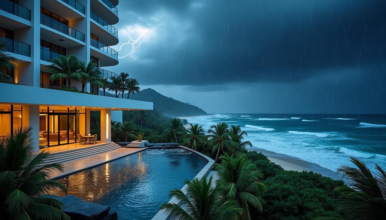 découvrez l'incroyable aventure d'un couple de jeunes mariés dont le voyage de noces prend une tournure inattendue lorsqu'ils se retrouvent coincés dans un hôtel de luxe en jamaïque pendant le passage dévastateur de l'ouragan melissa.