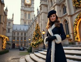 kate middleton lance les festivités de noël à westminster, rayonnante dans un manteau somptueux alliant élégance et tradition.