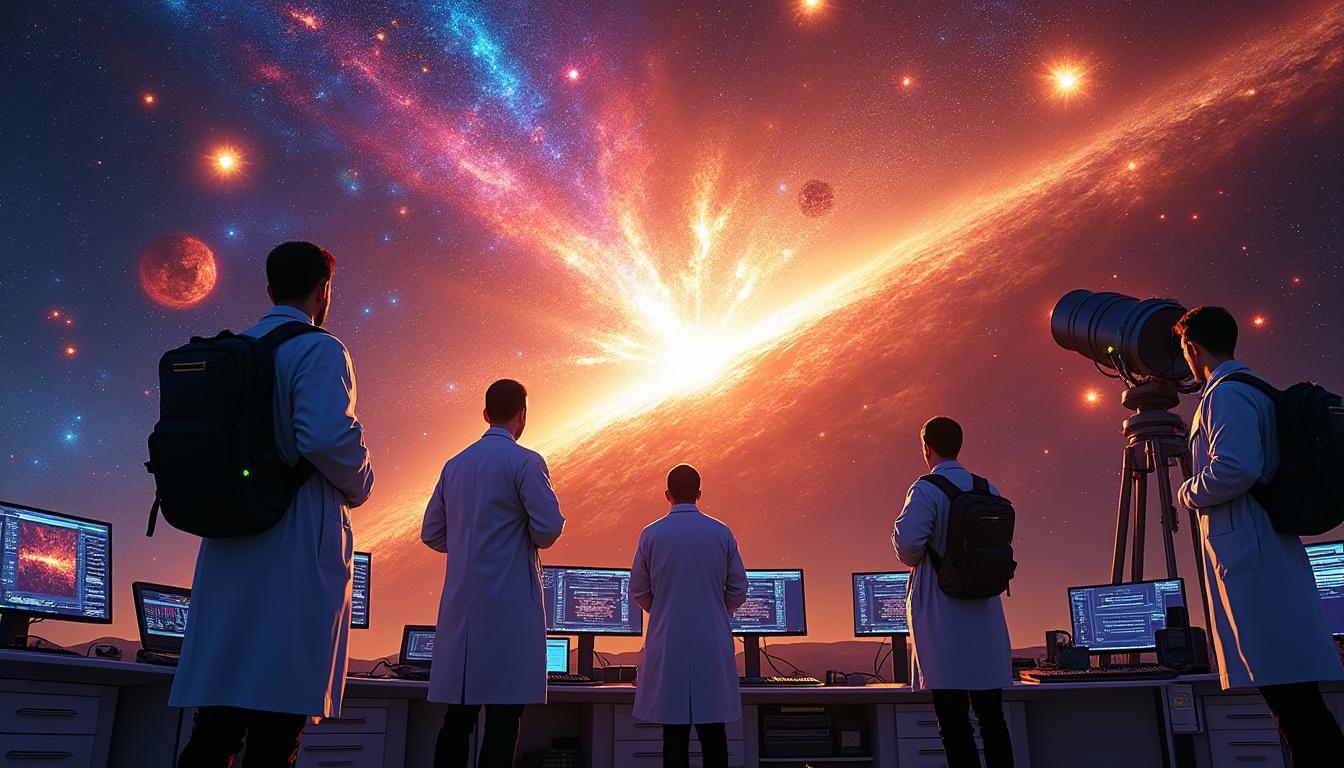 découvrez comment les astronomes surveillent en temps réel l'explosion spectaculaire d'une étoile âgée de plus de 13 milliards d'années, révélant les mystères de l'univers primitif.