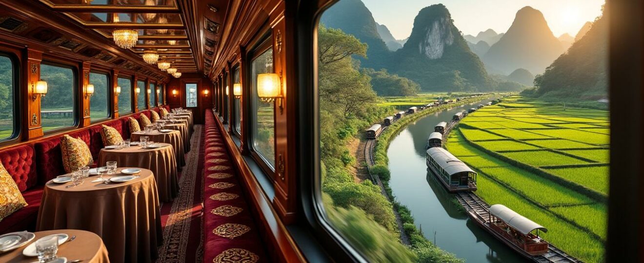 explorez le vietnam autrement avec la toute première croisière ferroviaire de luxe, alliant confort exceptionnel et paysages époustouflants pour une expérience unique.