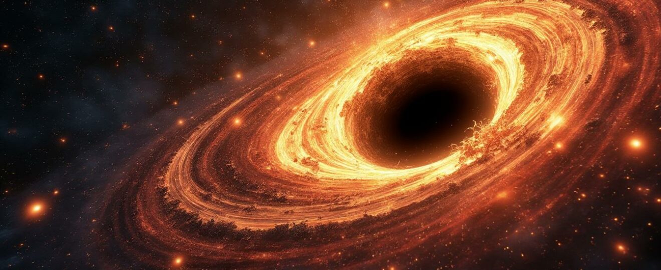 découvrez le fascinant phénomène où un trou noir affamé déchire une étoile, révélant un festin cosmique à la fois dangereux et spectaculaire.