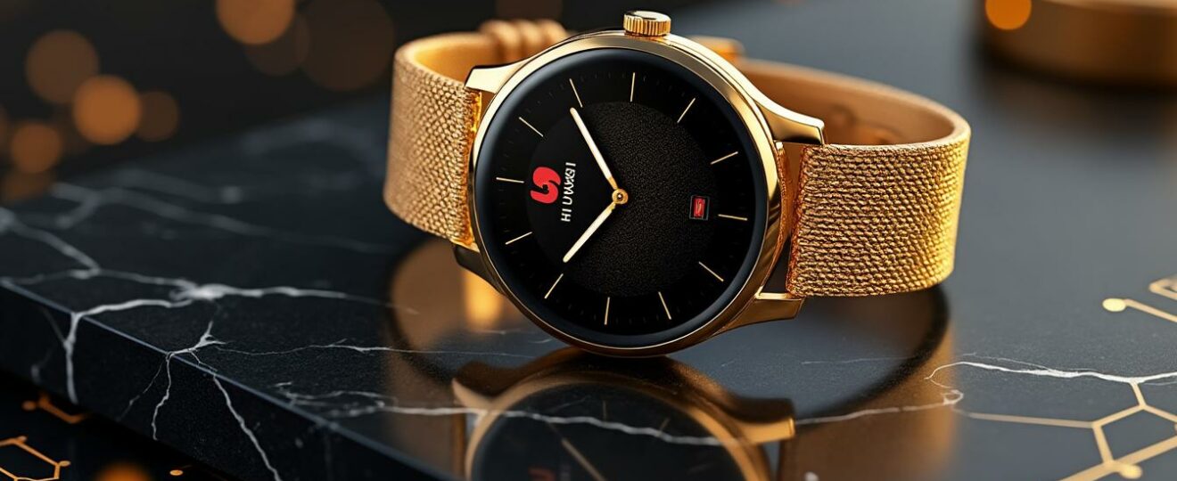 découvrez la montre connectée huawei en or 18 carats, alliant luxe et technologie de pointe, pour une expérience exclusive à un prix prestigieux.