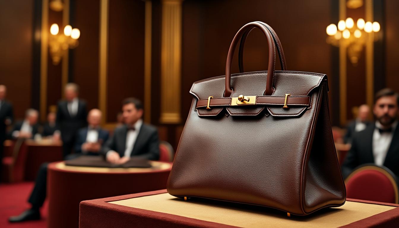 découvrez un sac hermès birkin double signature, une pièce rare et exceptionnelle, mise en lumière lors d'une prestigieuse vente aux enchères de luxe.