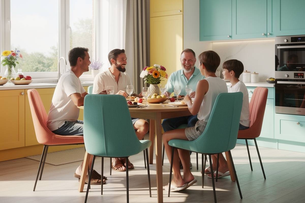 famille sur siege confortable