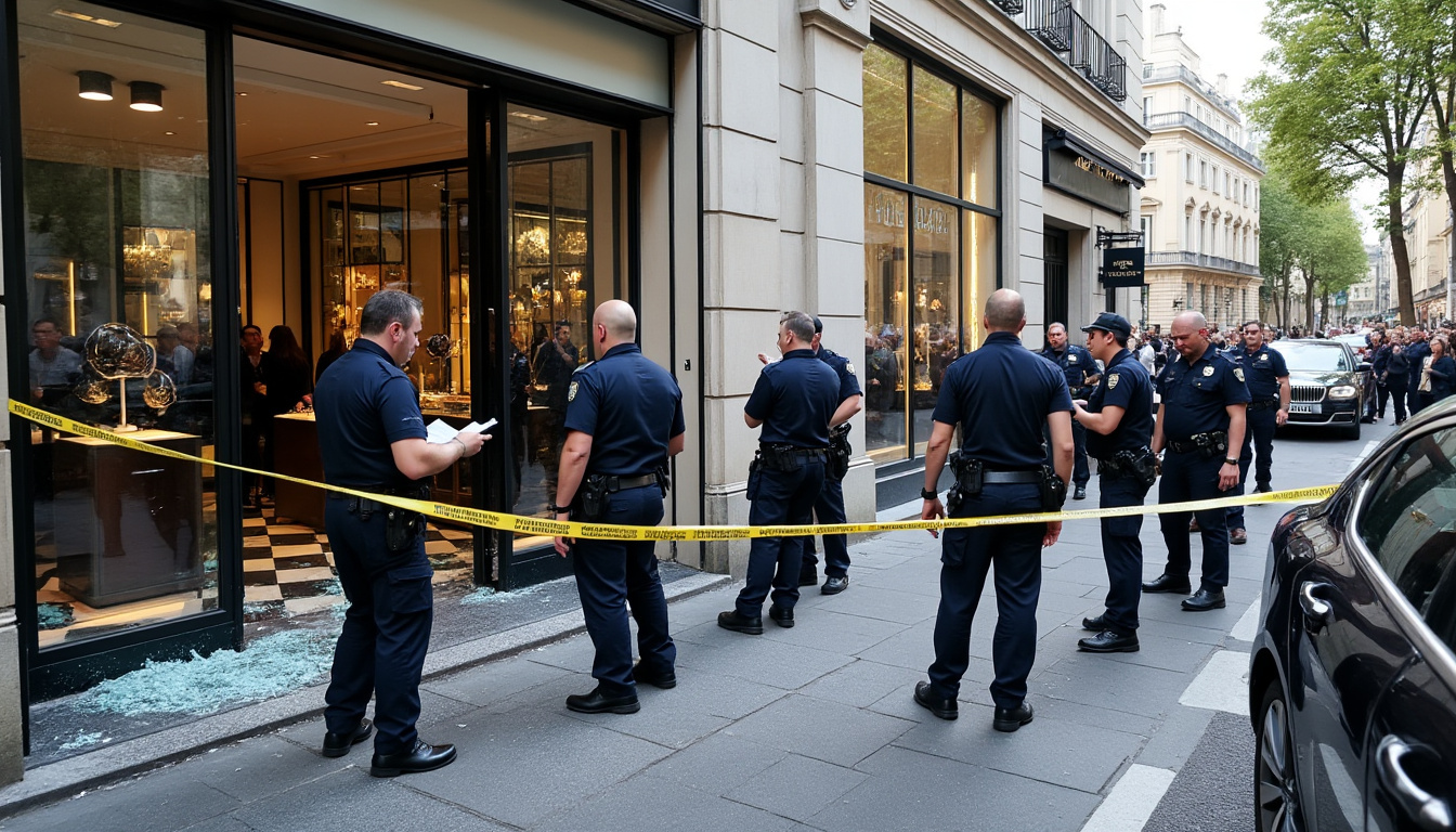un braquage audacieux à paris : des malfaiteurs utilisent une voiture-bélier pour dévaliser une boutique de luxe, causant un préjudice estimé à 500 000 euros.