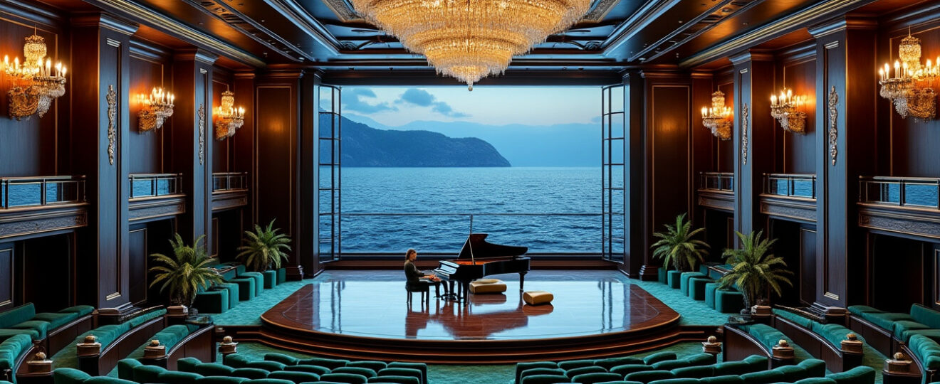 découvrez le mégayacht royal alliant somptuosité sur plusieurs mètres, capacité d'accueil de 70 invités et une salle de concert privée pour une expérience unique en mer.