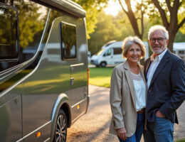 daniel guichard change de vie en s'installant avec sa femme dans un camping-car de luxe au camping du bois de boulo, pour une nouvelle aventure pleine de liberté et de confort.